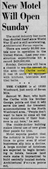 Caribe Motel - May 1954 Opening Article (newer photo)